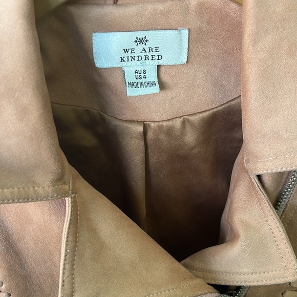 We are Kindred Camilla Hand Stitched Biker Jacket in Pink Vegan Suede Sz US 4 - Picture 5 of 8
